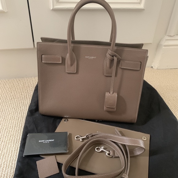 YSL Small Sac de Jour SDJ in grained taupe leather - Picture 3 of 6
